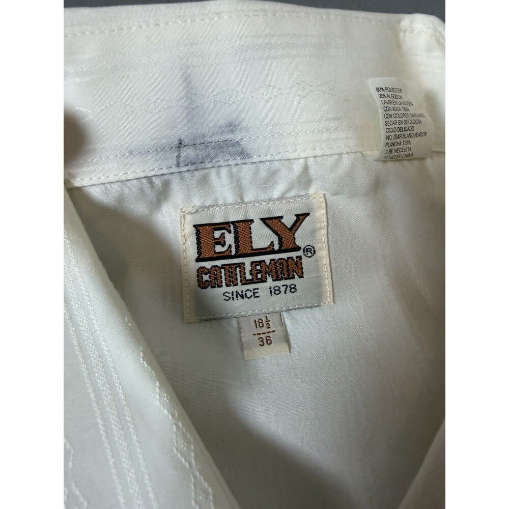 ELY Cattleman Western Pearl Snap Shirt Men’s 16.5 / 36 White Long Sleeve - Picture 15 of 15